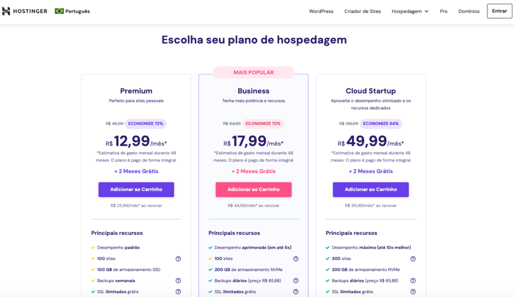 Como comprar hospedagem na Hostinger 1024x591 - Como Contratar Hospedagem e Domínio Hostinger